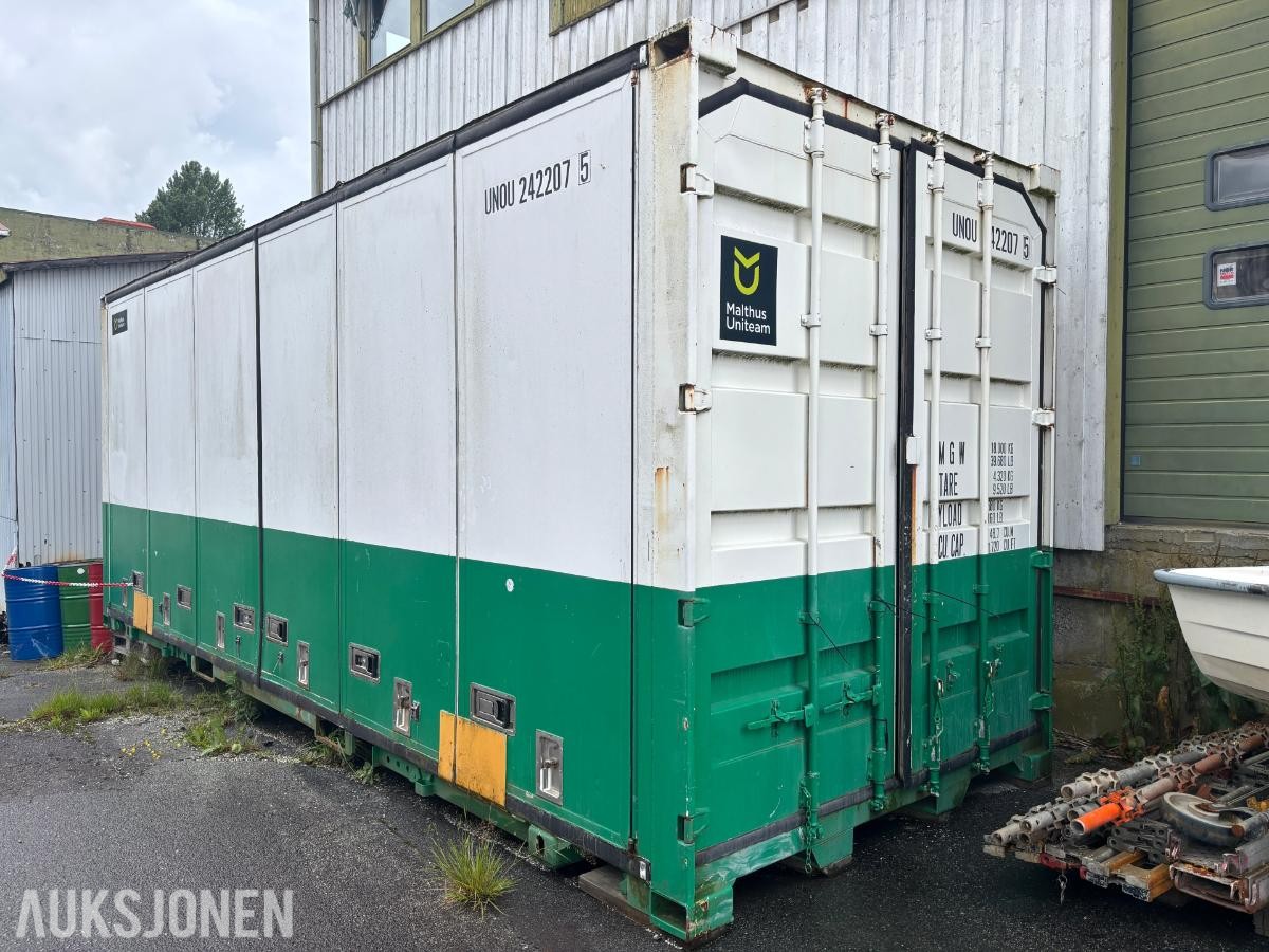 24 fots container med full sideåpning – 48,7 m³ – Doble endedører