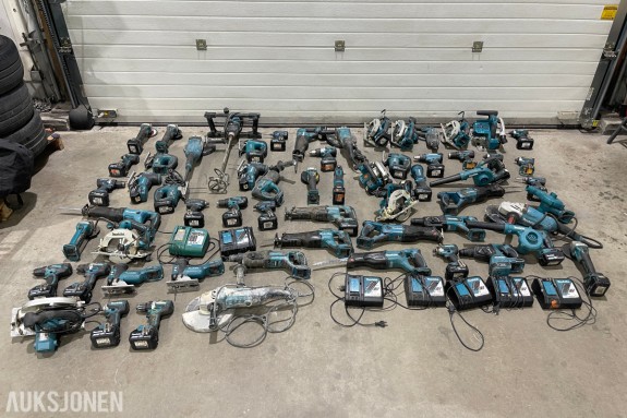 Stort parti Makita elektroverktøy, batterier og ladere