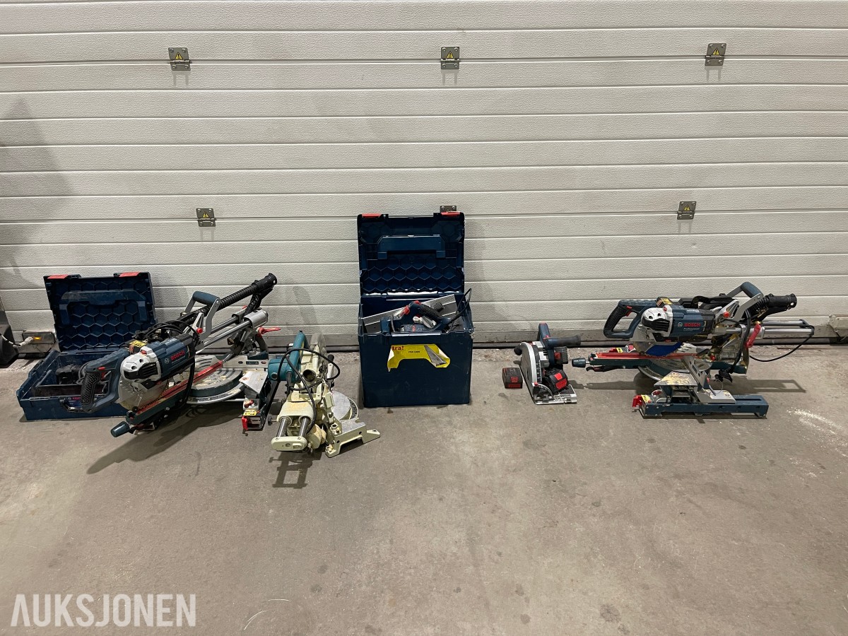 Parti med Bosch Professional og Makita kapp-/gjærsager og elektroverktøy