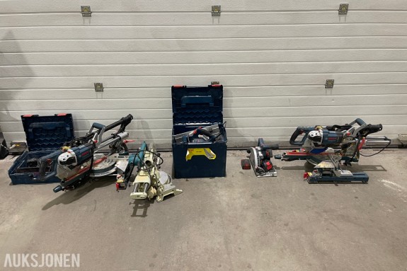 Parti med Bosch Professional og Makita kapp-/gjærsager og elektroverktøy