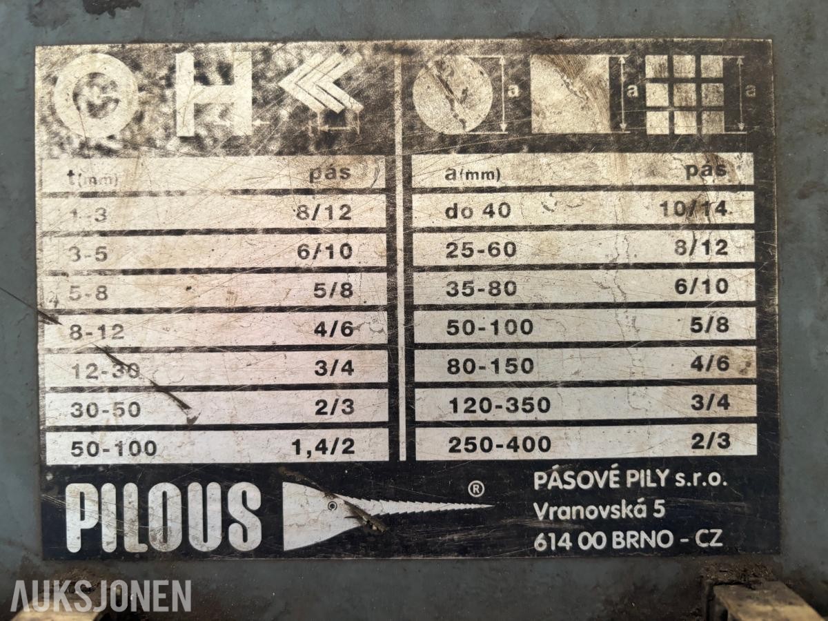 Pilous ARG 400 Plus S.A.F. båndsag for kapping av metall