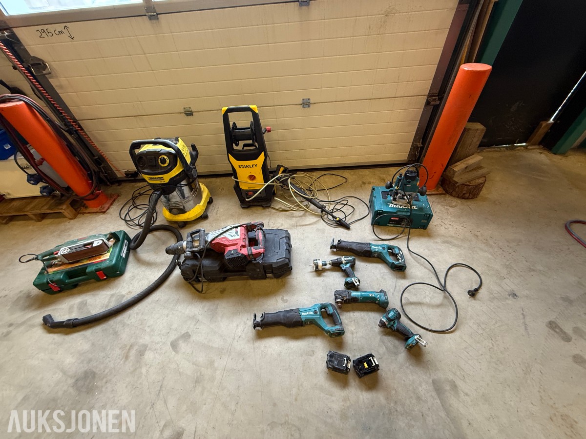 Parti med elektrisk verktøy og maskiner – Makita, Bosch, Stanley m.m.