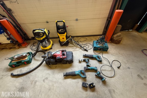 Parti med elektrisk verktøy og maskiner – Makita, Bosch, Stanley m.m.