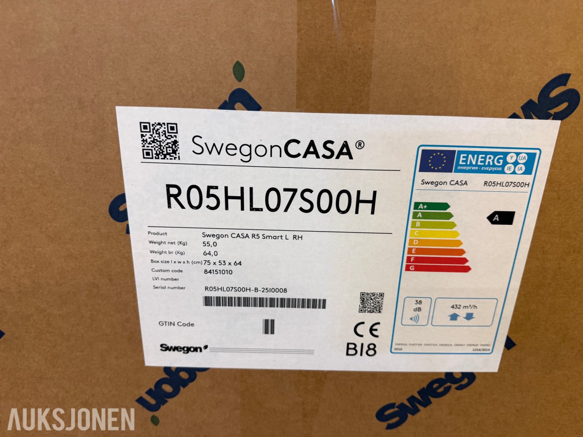 Swegon Casa R5-H ventilasjonsutstyr