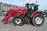 Massey 6455 traktor med frontlaster og ekstra hjulsett 5544 timer