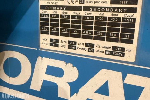 1997 Noratel  30 KVA trafo 
