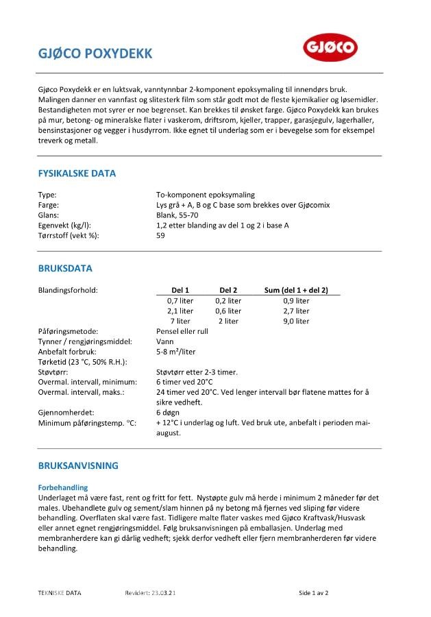 Epoxymaling 43kg / ca 220m2 Lys grå Leveringsklar