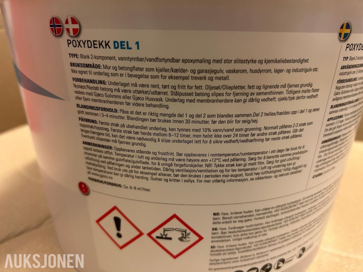 Epoxymaling 43kg / ca 220m2 Lys grå Leveringsklar