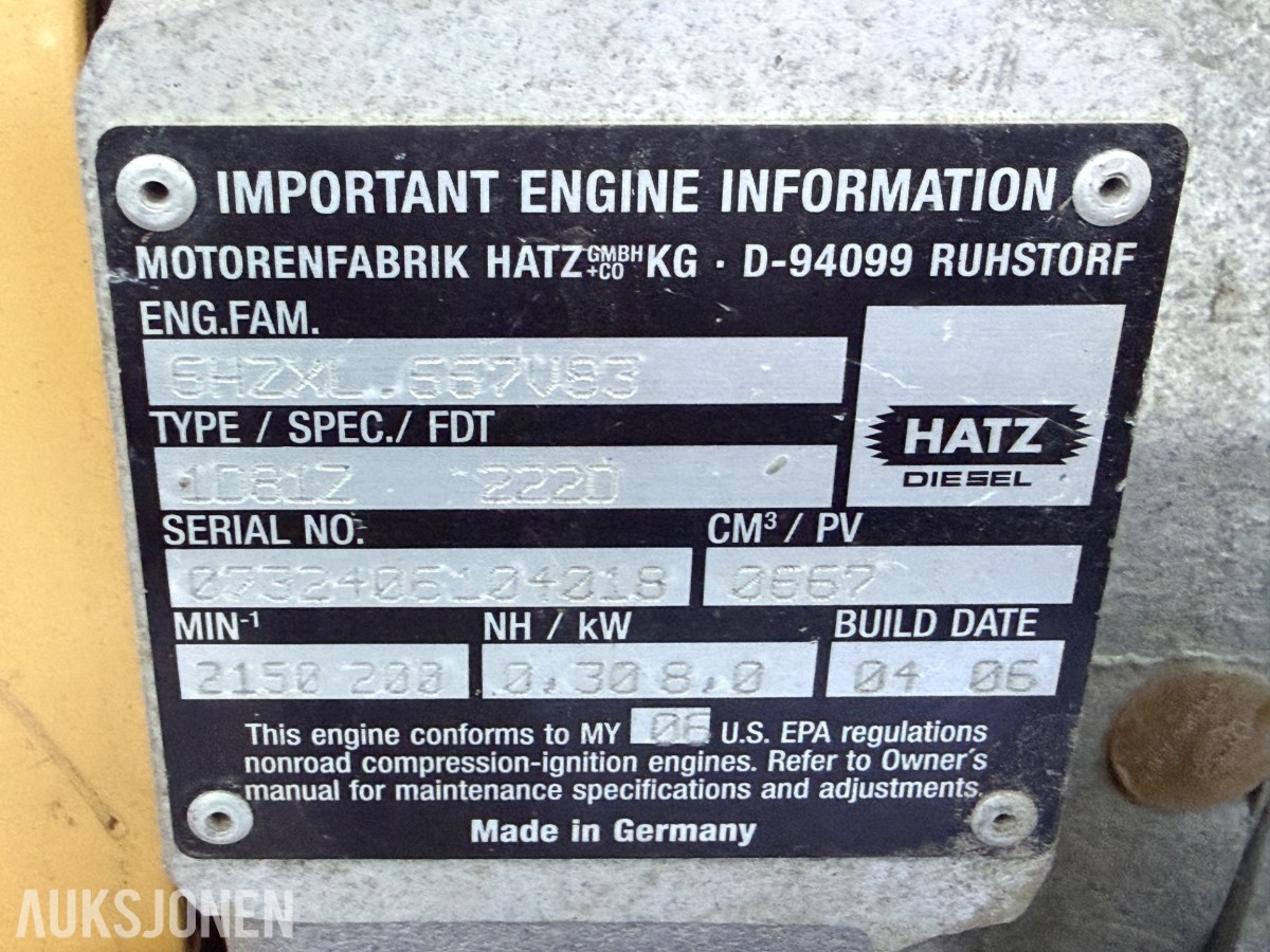 2006 Dynapac vibroplate - Hatz diesel 