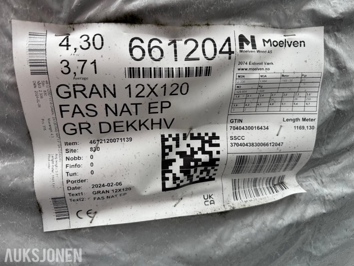 Kledning gran FAS NAT 12x120 mm 1169 meter