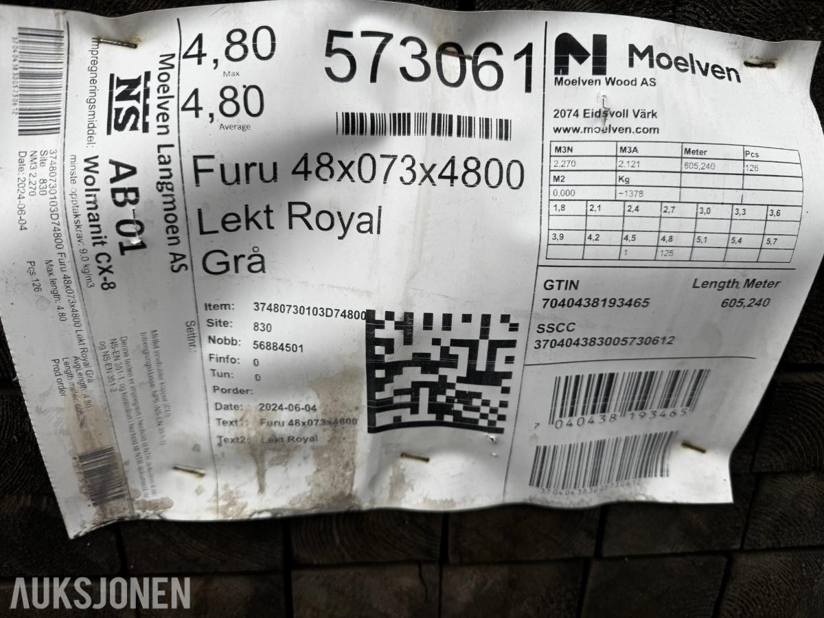 1 pakke Moelven Lekt  48x73 mm Royal Grå
