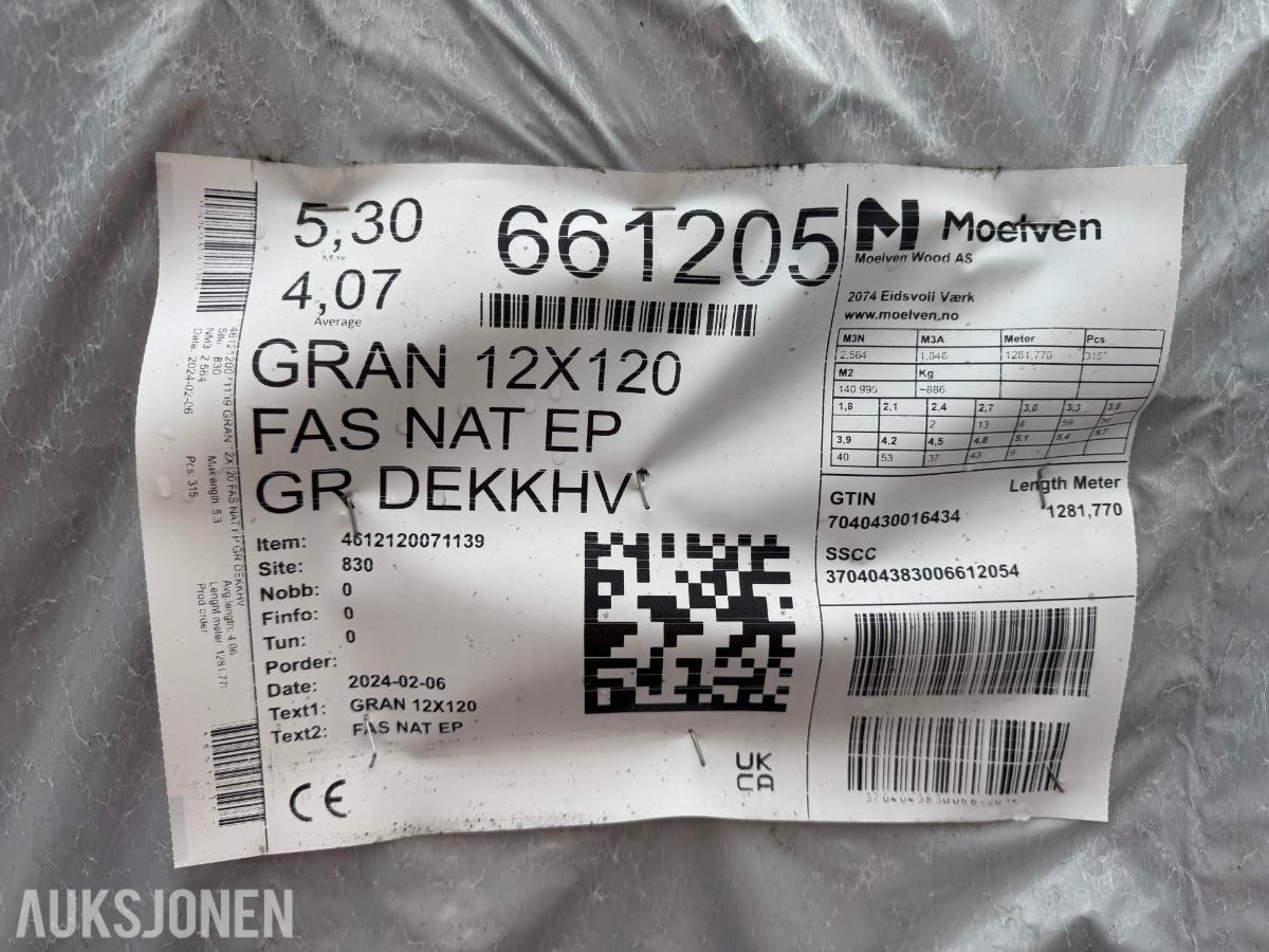 Kledning gran FAS NAT 12x120 mm 1281 meter