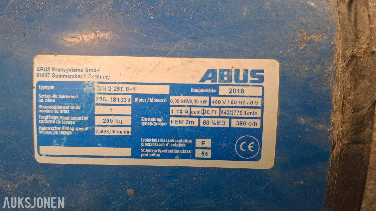 ABUS GM 2 250.8-1 elektrisk kjettingtalje – 250 kg