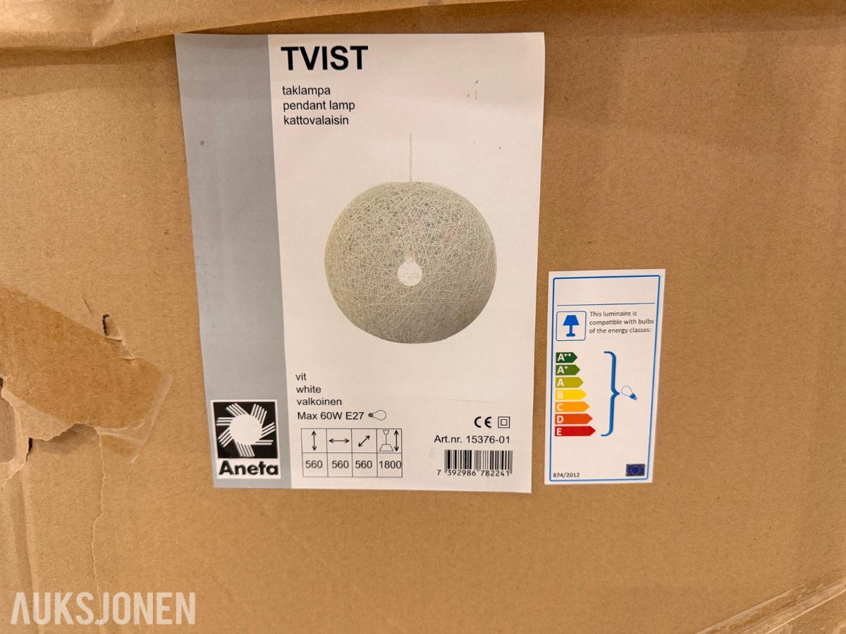 Aneta TVIST taklamper – 3 stk – hvit – Ø56 cm