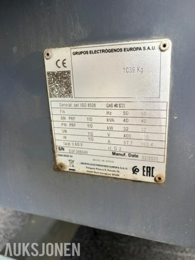 2020 Atlas Copco Qas 40 kompressor
