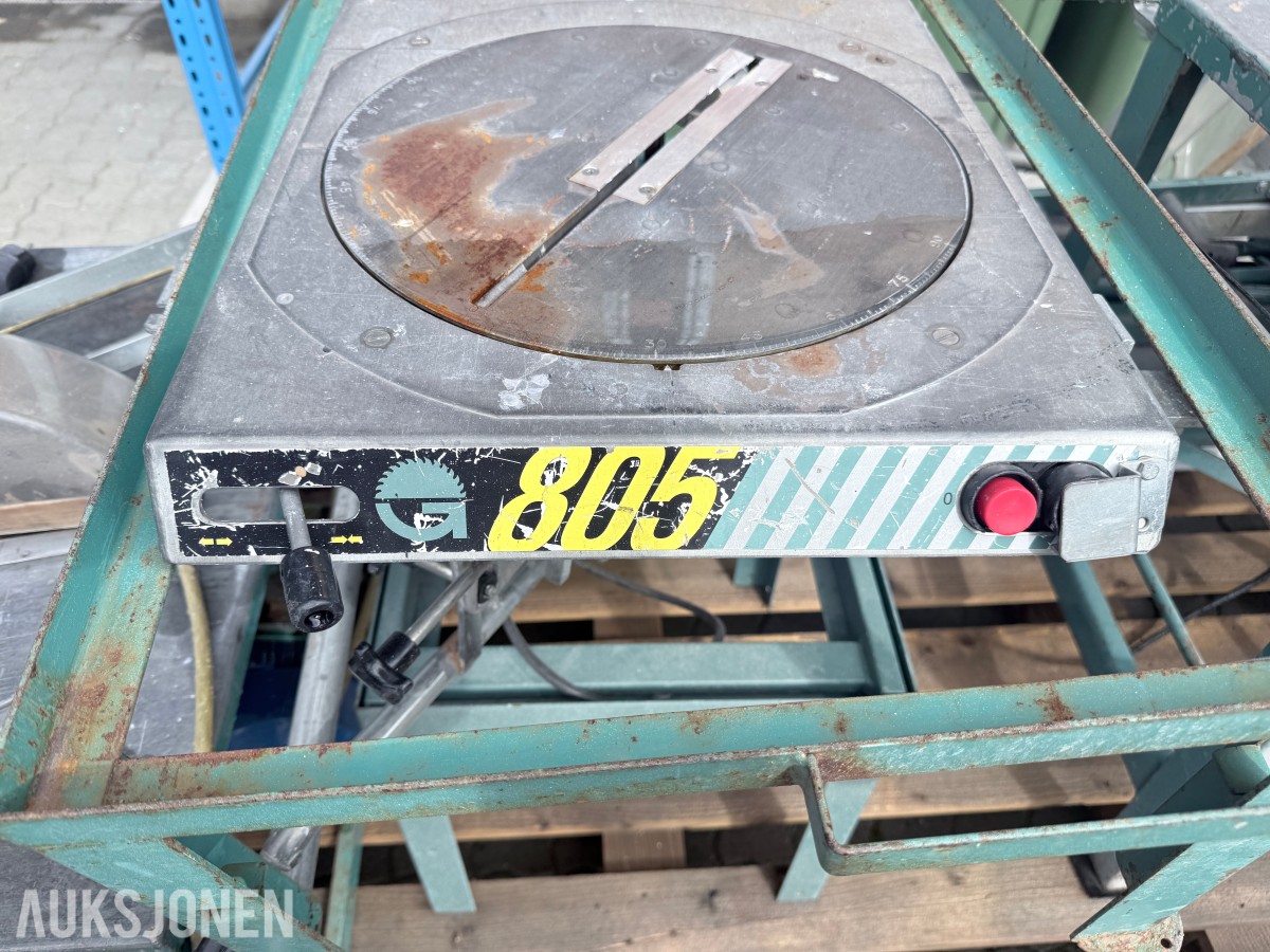 2 stk elektriske bordsager med rullebord