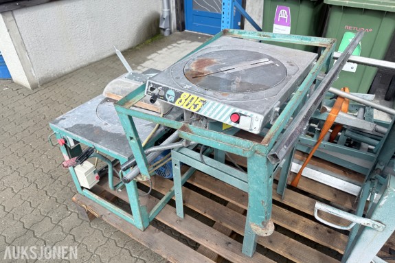 2 stk elektriske bordsager med rullebord