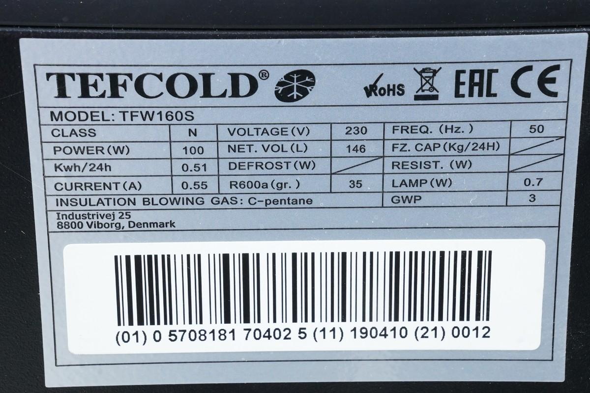 TEFCOLD TFW160S vinskap - 1 temperatursone / 146 liter