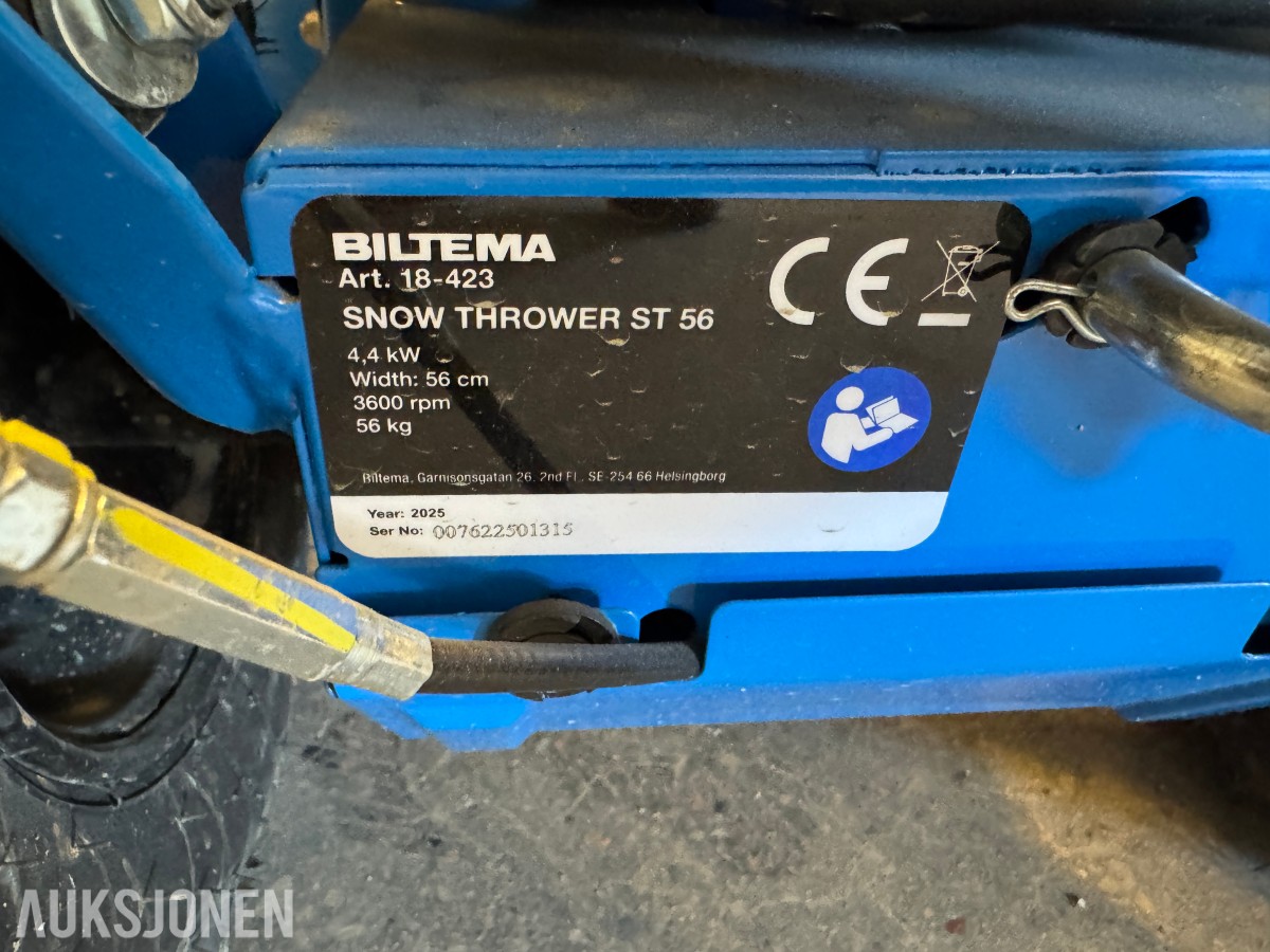 2025 Biltema ST 56 snøfreser 56 cm arbeidsbredde