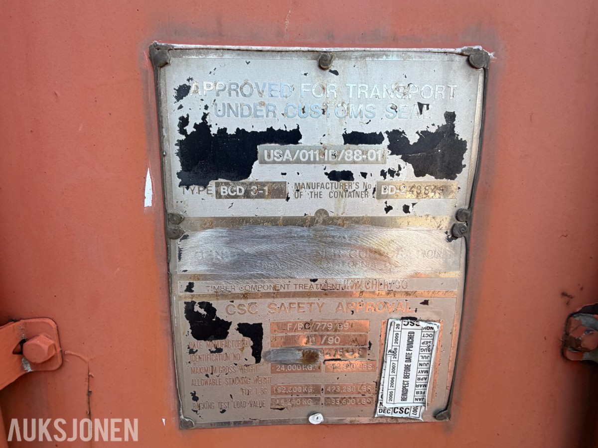 20-fots fraktcontainer / lagercontainer - 24.000 kg