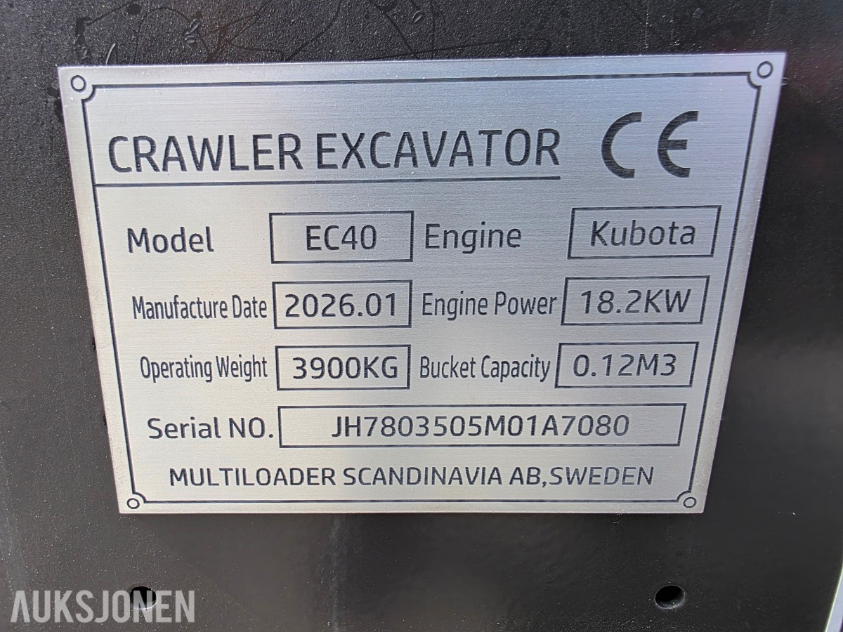 2026 Multiloader EC40 beltegraver med transportskade
