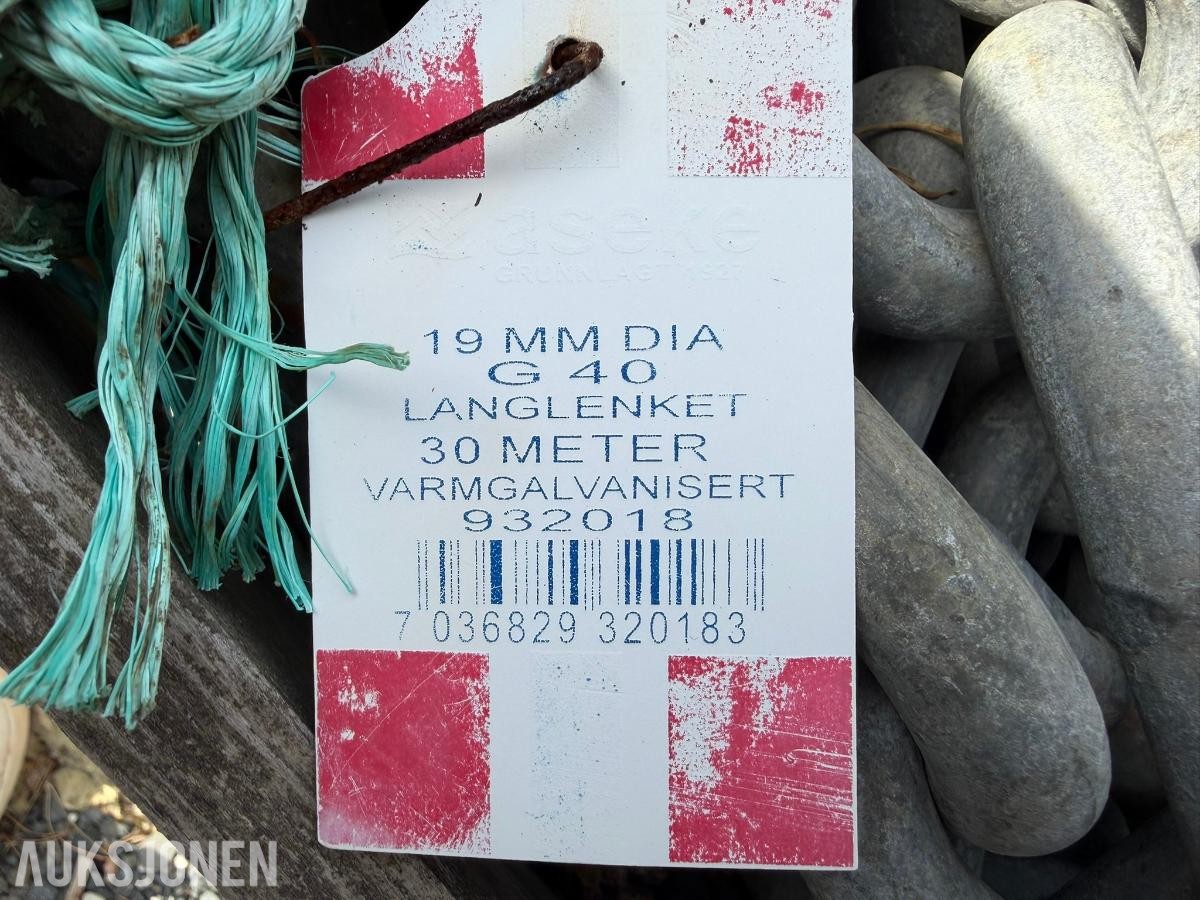 Kjetting 19 mm x 30 meter - varmgalvanisert