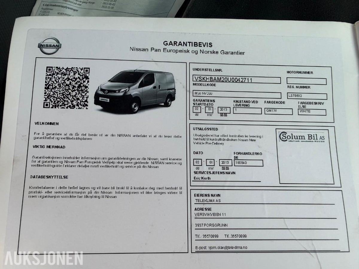2013 Nissan NV200 1.5-90 D, 179804km