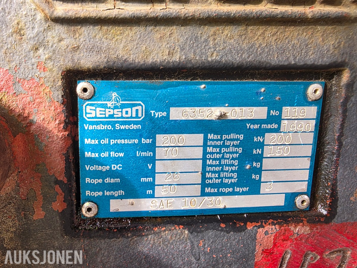 Vinsj med virer motor og hydraulikktank