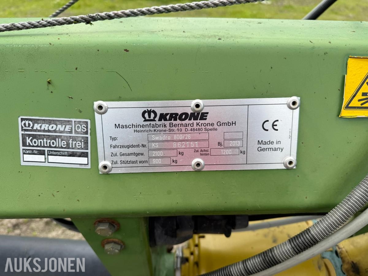 2013 Krone Swadro 800/26 samlerive