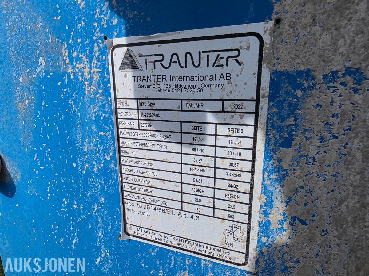 2022 Tranter vannkjølere 2 stk