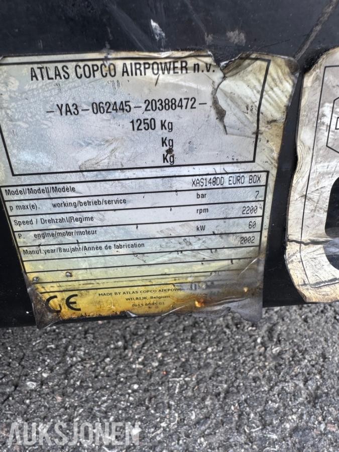 2002 Atlas Copco XAS146 kompressor.