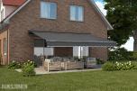 TERRASSEMARKISE 495X300CM BREDDE/UTFALL - MOTORSTYRT - KASSETTMARKISE - HELT NY