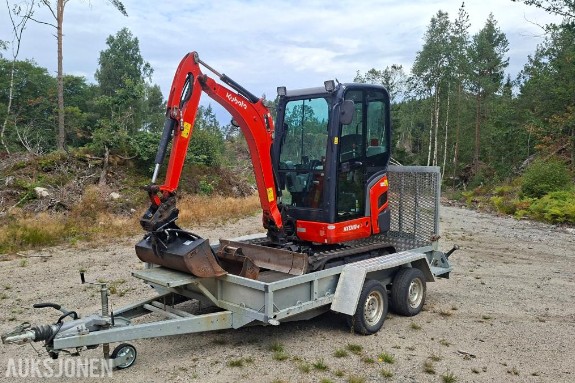 2020 Kubota KX019-4, 1152 timer med maskinhenger, graveskuffe og Hyd. pusseskuffe