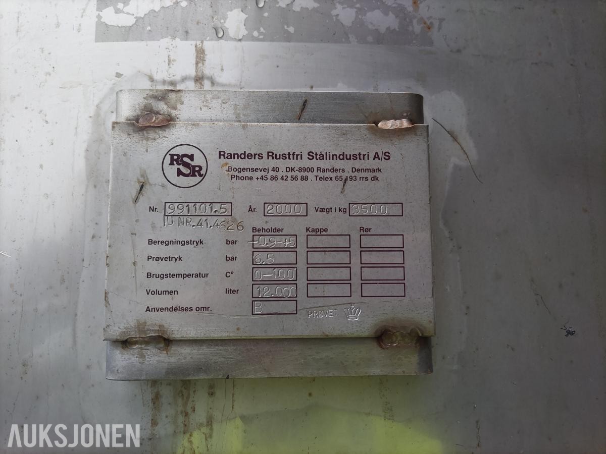 12000 liter rustfri tank, Randers Rustri Stålindustri (2000)