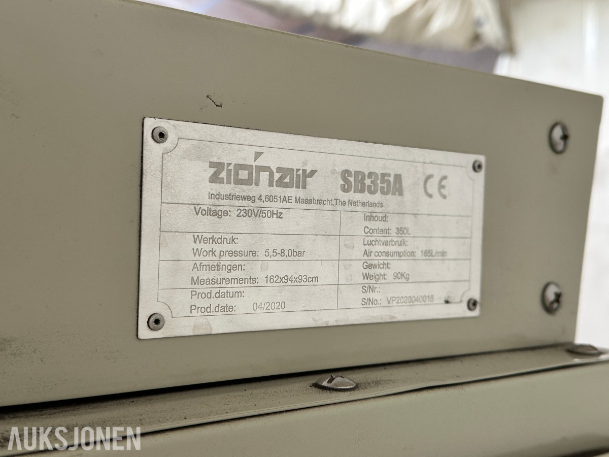 ZionAir SB35A sandblåsekabinett med avsug – 350 liter