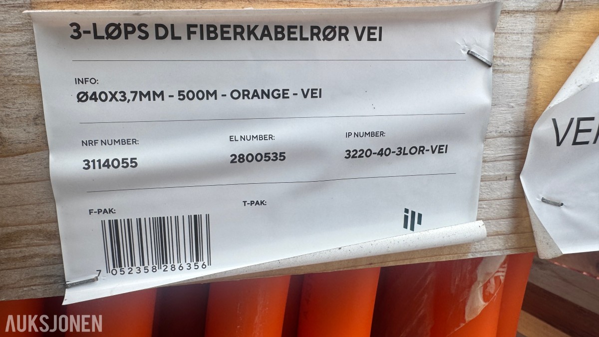 Infraplast 3 x 40mm-L DL Fiberkabelrør Orange L=500 mtr. Veimyndighet