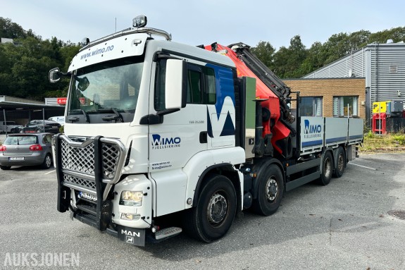 2020 MAN TGS 35.500 8x4 med Palfinger PK78002 kran, PJ125 Jibb og EP860.1 Vinsj, 64065 km