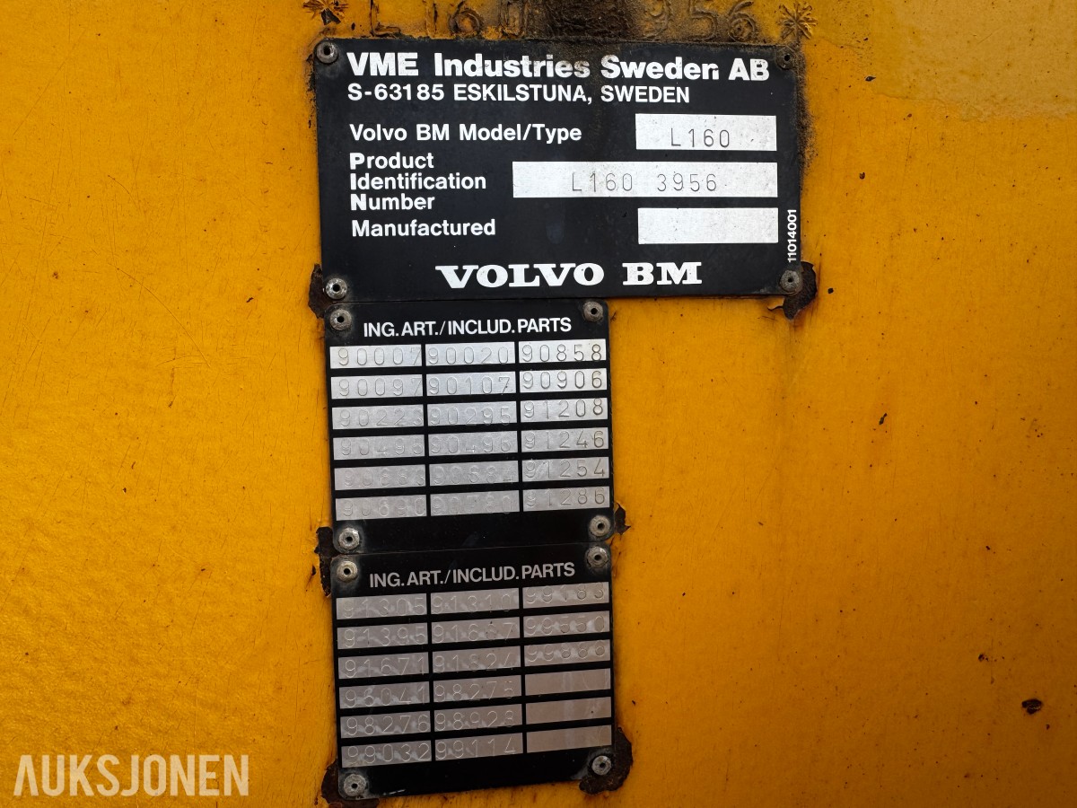 1990 Volvo L160 hjullaster med 7m3 skuffe og ekstra hydraulikk