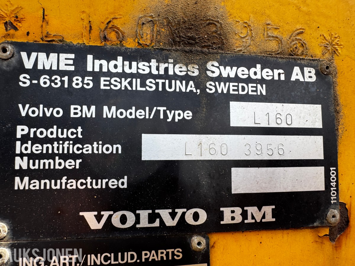 1990 Volvo L160 hjullaster med 7m3 skuffe og ekstra hydraulikk