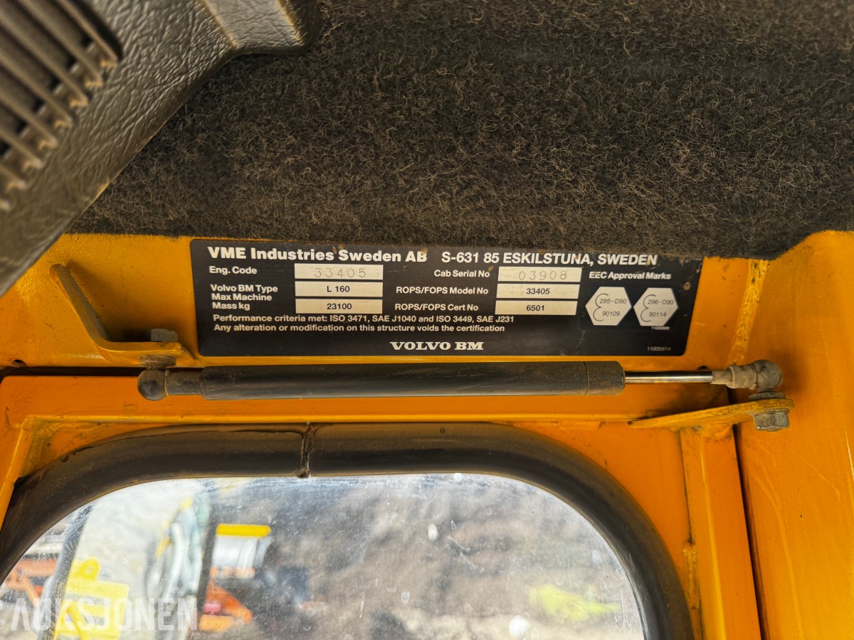1990 Volvo L160 hjullaster med 7m3 skuffe og ekstra hydraulikk