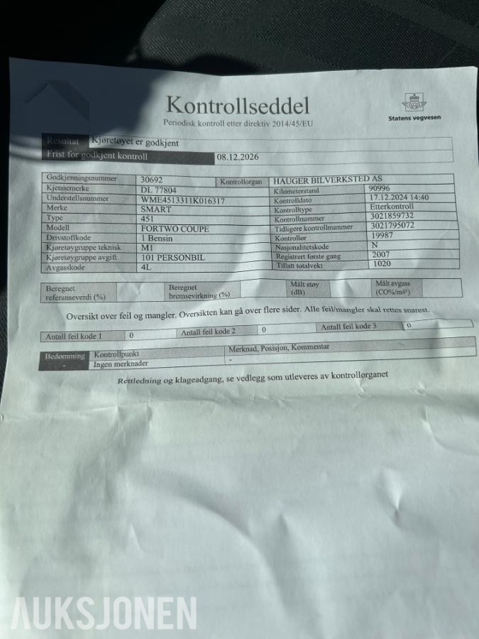2007 Smart Fortwo 1.0 Bensin 71hk Automat, S+V dekk