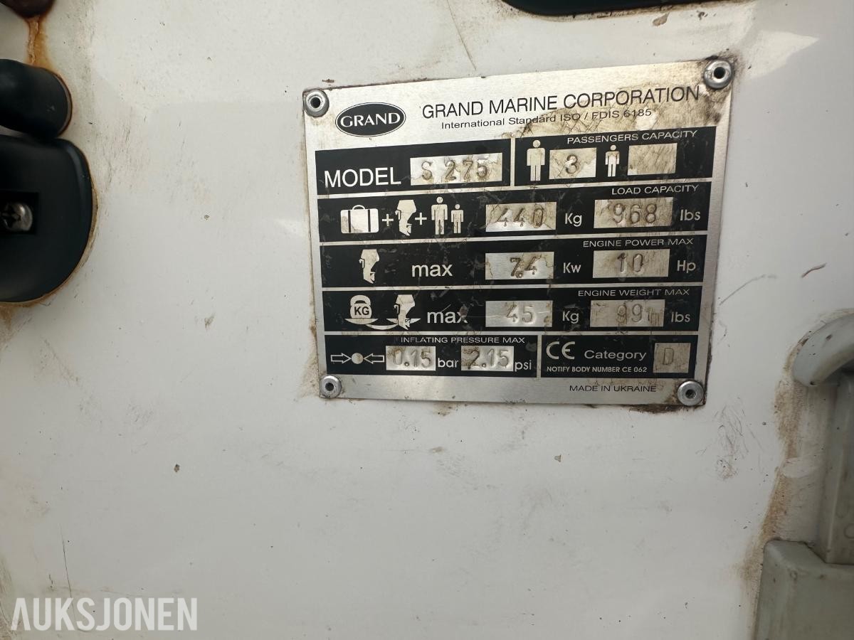 2016 Grand S275 Rib med styrekonsoll