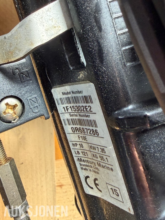 2015 MERCURY 10 HK FOURSTROKE – DELEMOTOR / REP.OBJEKT UTEN MINSTEPRIS