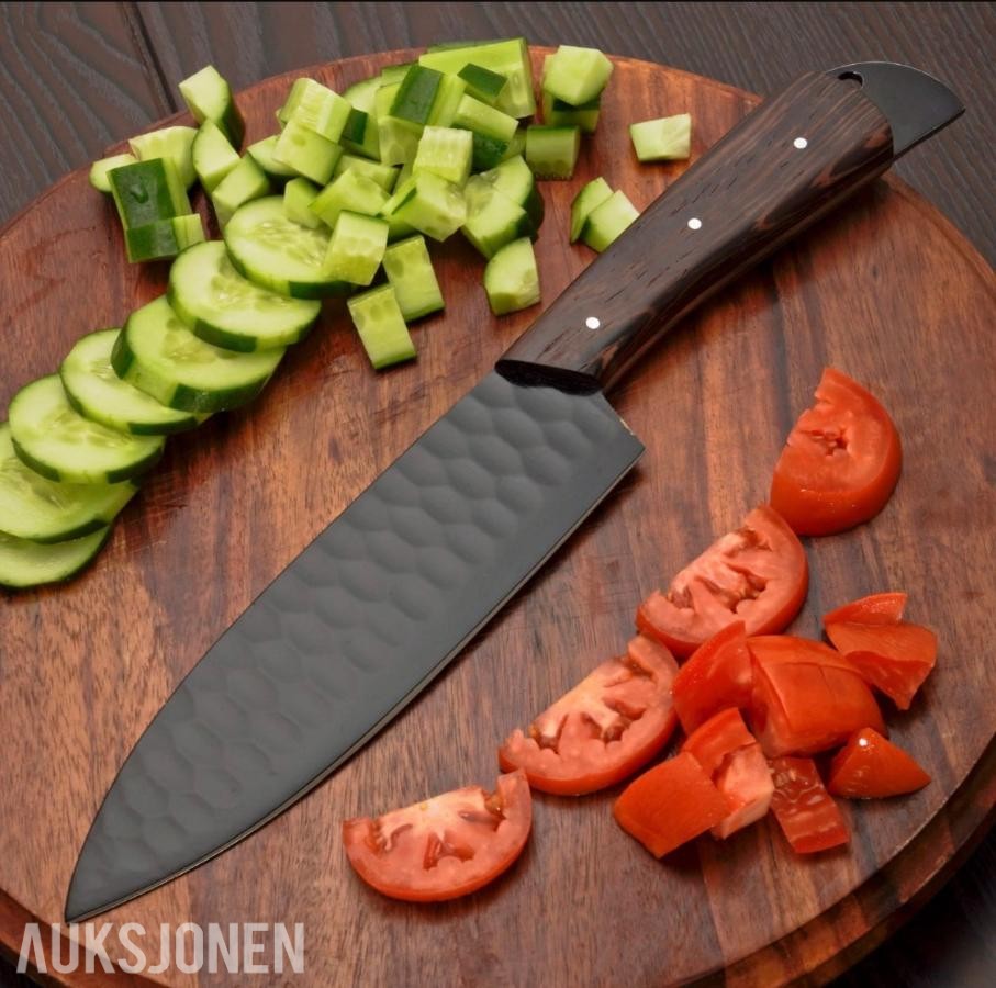 HÅNDLAGET KJØKKEN SETT 5 KNIVER MED LÆRMAPPE