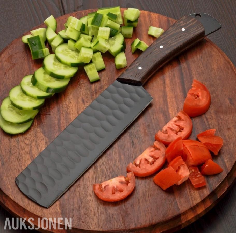 HÅNDLAGET KJØKKEN SETT 5 KNIVER MED LÆRMAPPE