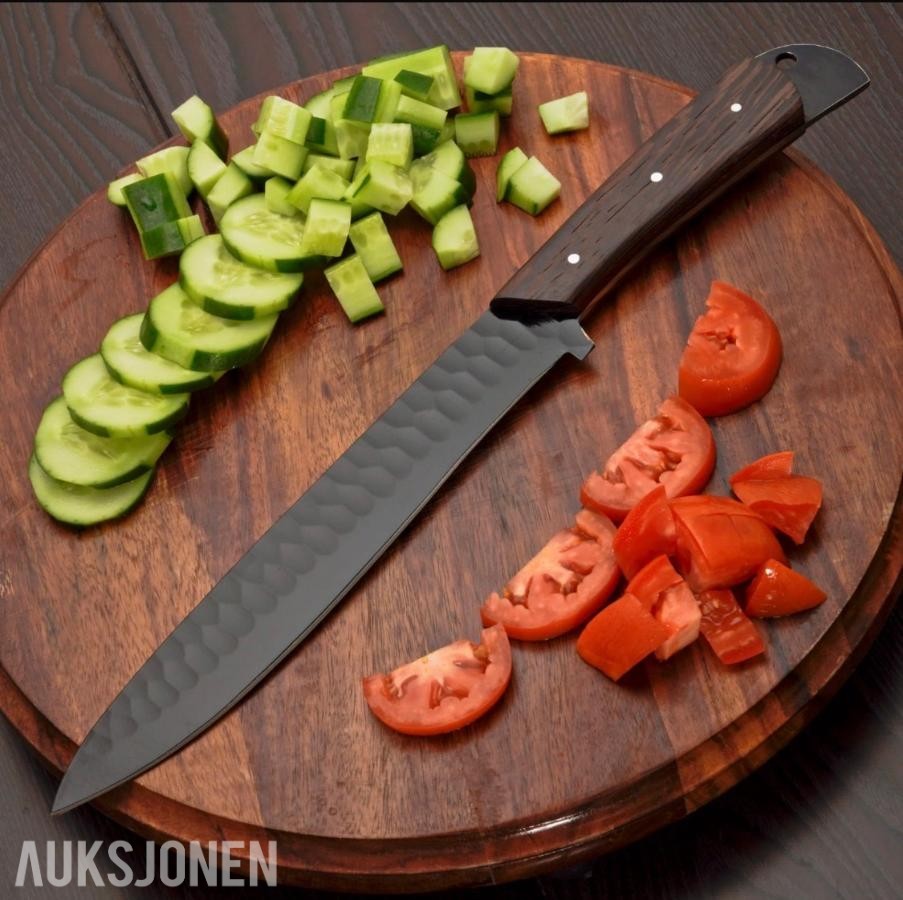 HÅNDLAGET KJØKKEN SETT 5 KNIVER MED LÆRMAPPE