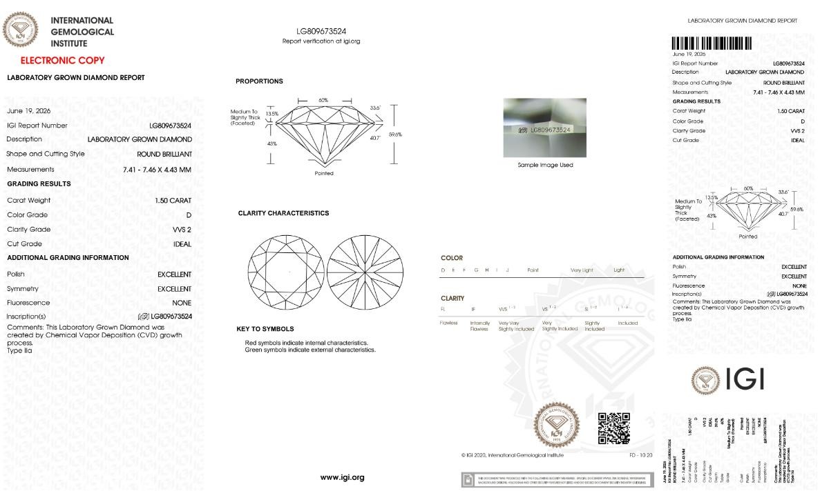 DIAMANT PÅ 1.50 CT! | D/VVS2 | IDEAL | ROUND | IGI!