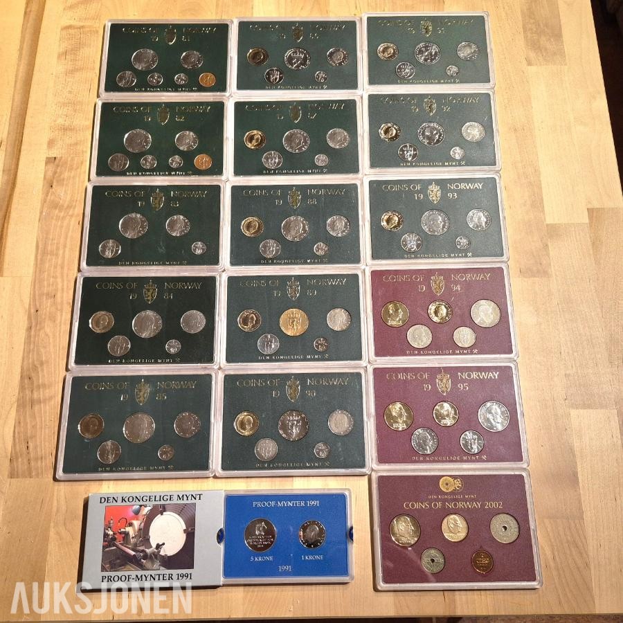 Norges bank-Myntsett samling-Proofcoin 1981-1995, 2002