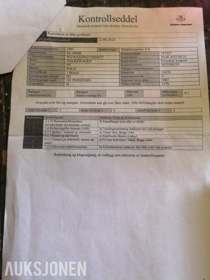2007 Volkswagen Polo 1.4 Bensin 80hk Reparasjonsobjekt