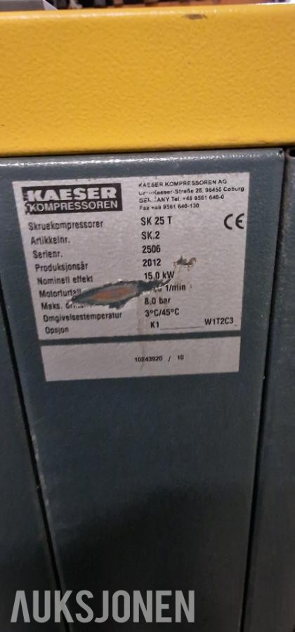 2012 Kaeser SK 25T skrukompressor